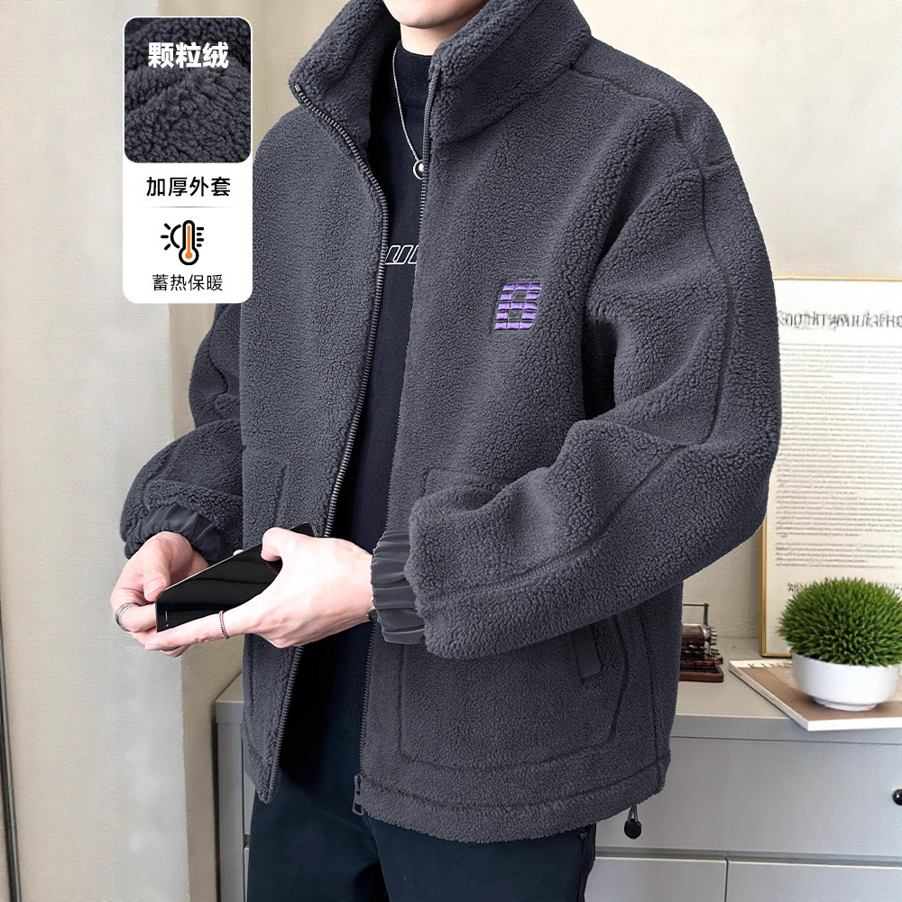 羊羔毛外套男士秋冬季2025新款摇粒绒加厚羽绒棉服男冬装皮毛一体