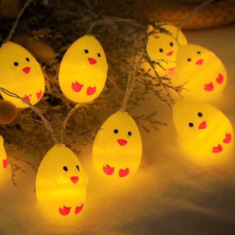 Decoración de Pascua huevo agrietado pollo creativo atmósfera festiva decoración amor huevo string lámpara decoración lámpara