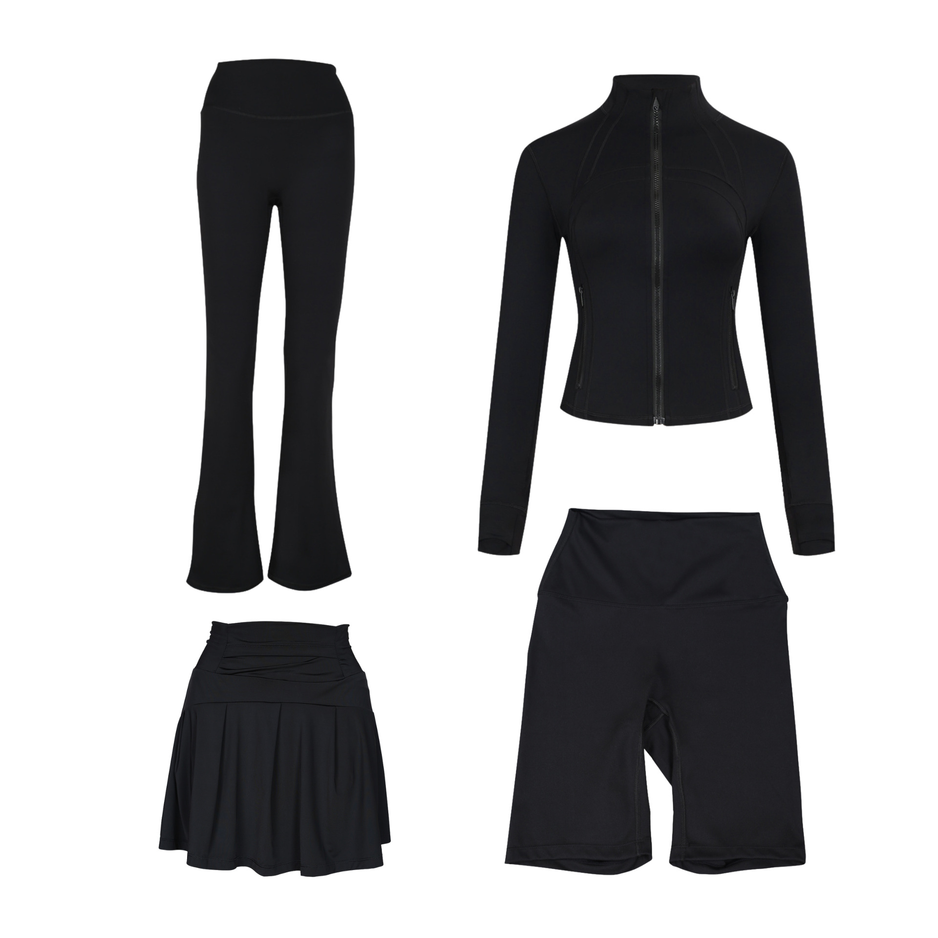 Women's Slim Fit Elastic Active Set With Jacket And Skirt_voghion.com