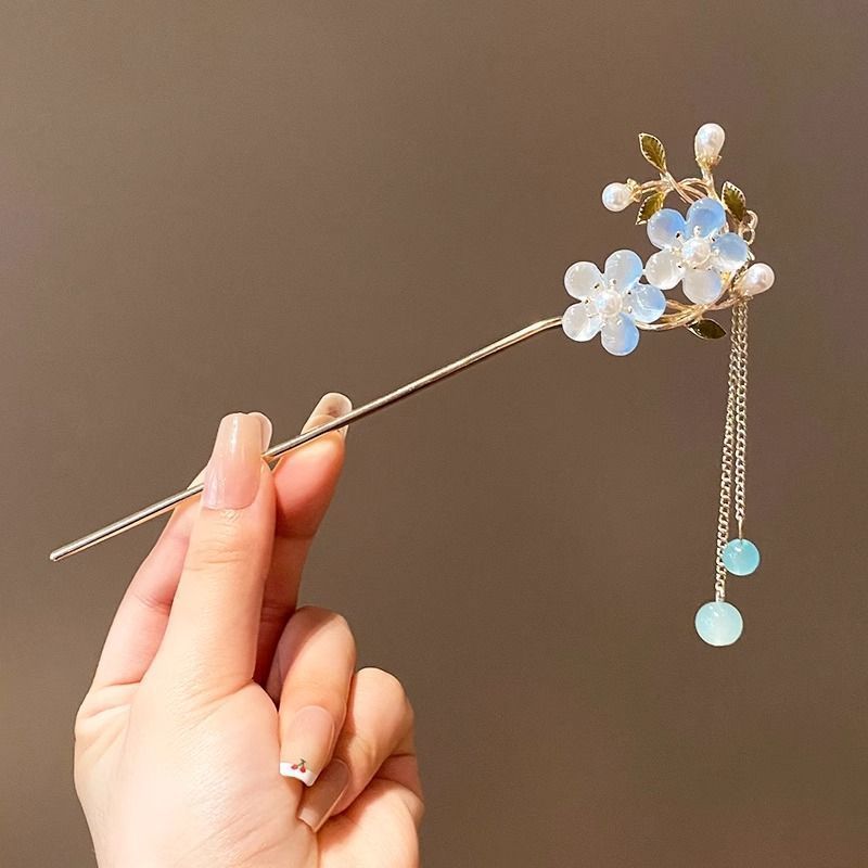 天然黑檀木发簪女清冷感发饰玉兰花步摇簪子古风旗袍头饰日常盘发|undefined