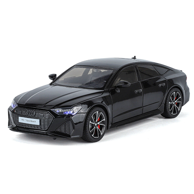 Auténtico autorizado 1:24 Audi RS7 modelo de coche de aleación de ala trasera elevable decoración de coche colección de coche de retorno de luz y sonido
