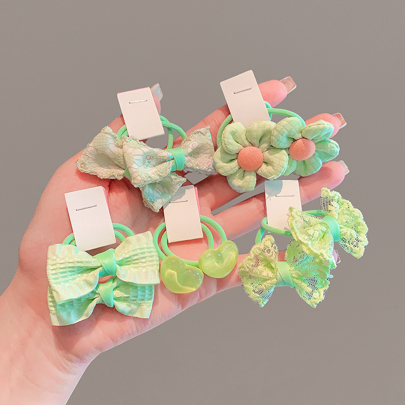 Anillo para el cabello de estilo pastoral para niños Flor para el cabello para niñas Cuerda para el cabello con lazo Trenza para el par Accesorios para el cabello para niñas Goma de verano