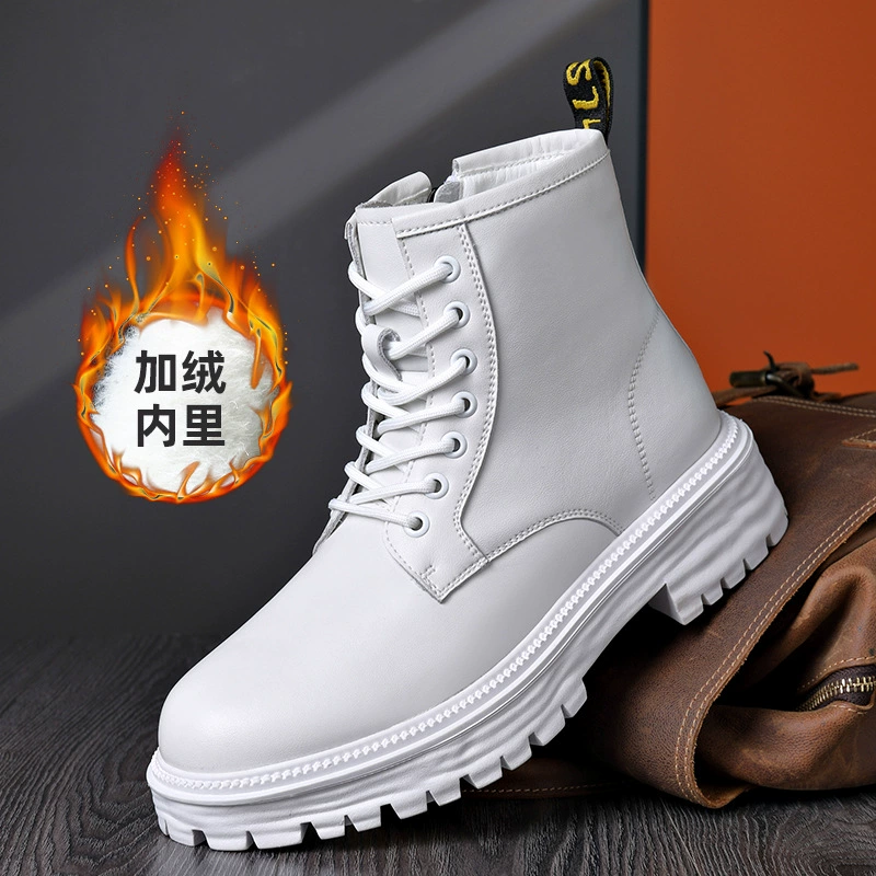 Осенне-зимние новые поступление Ботинки Martin, мужские зимние белые уличные хлопчатобумажные ботинки из мягкой кожи в британском стиле, рабочие ботинки, мужские короткие сапоги