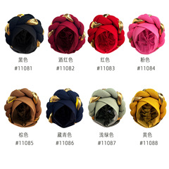 麻花拼色民族頭巾女士扭扭交叉帽歐美跨境時尚粗辮子頭箍包頭