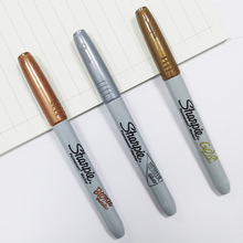 美國三福金屬色馬克筆sharpie39100無鹵油性銀色筆暗色表面記號筆