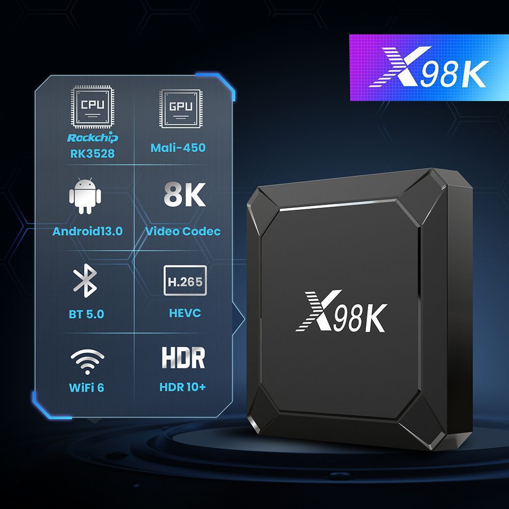 Cross-Border New X98K Set-Top Box Rk3528 Android 13 Export Tv Box Dual-Band Wifi6 Bluetooth Tv Box