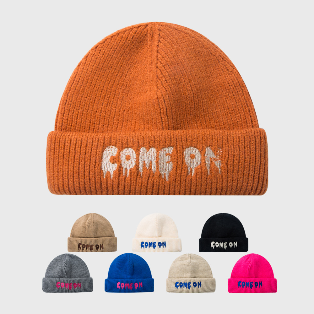 Korean Letter Embroidery Curled Woolen Hat Warm Knit Hat Fashion Street Hip Hop Hedging Hat display picture 11