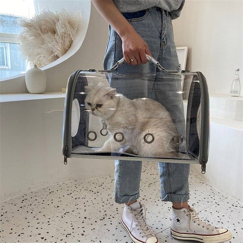Pet Large Capacity Transparent Single Shoulder Crossbody Universal Dog Backpack Lightweight Breathable Handheld Cat Bag_voghion.com