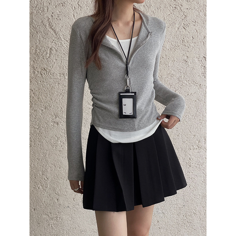 【Lu Series Casual Two-Piece】Geming Korean Style Commuter Color-Blocked Inner Top for Women 2026 Spring T-Shirt N201B