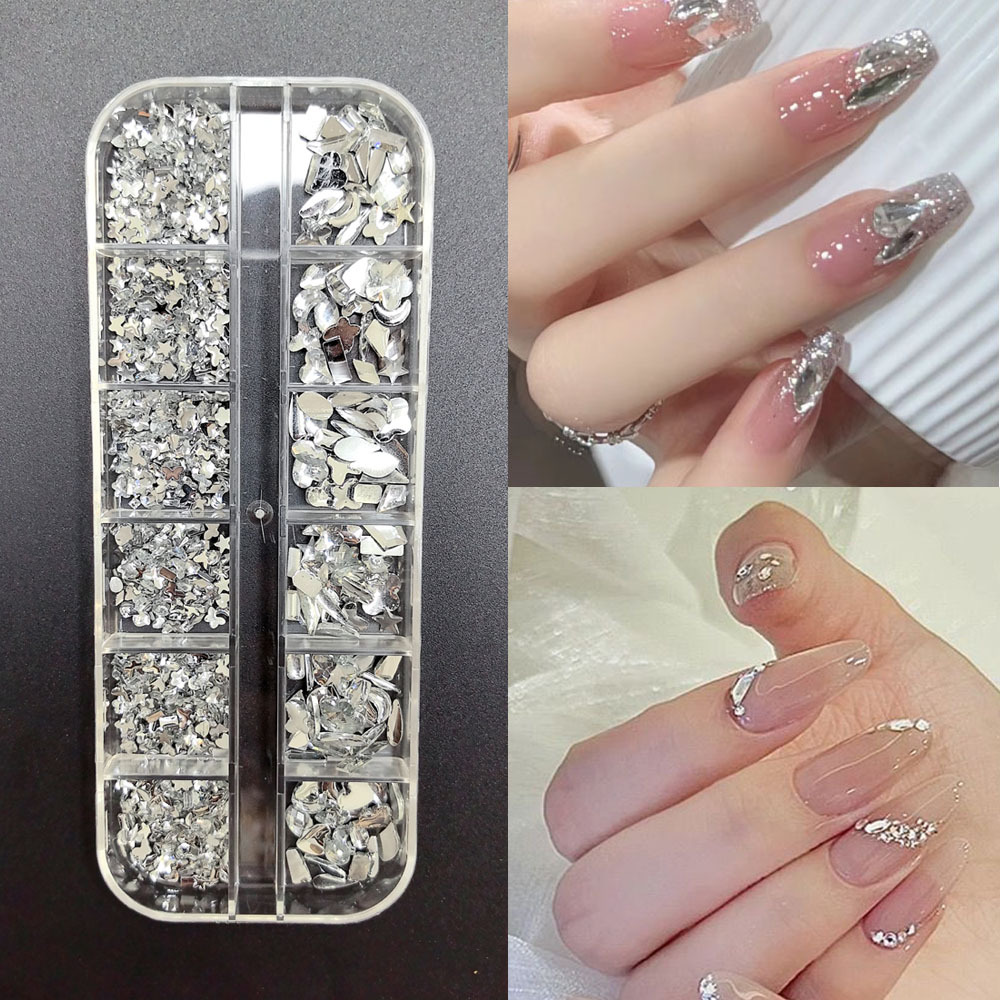 Accesorios para uñas Mini diamantes para uñas Diamantes planos de forma especial Blanco rosa champán Accesorios para uñas súper brillantes