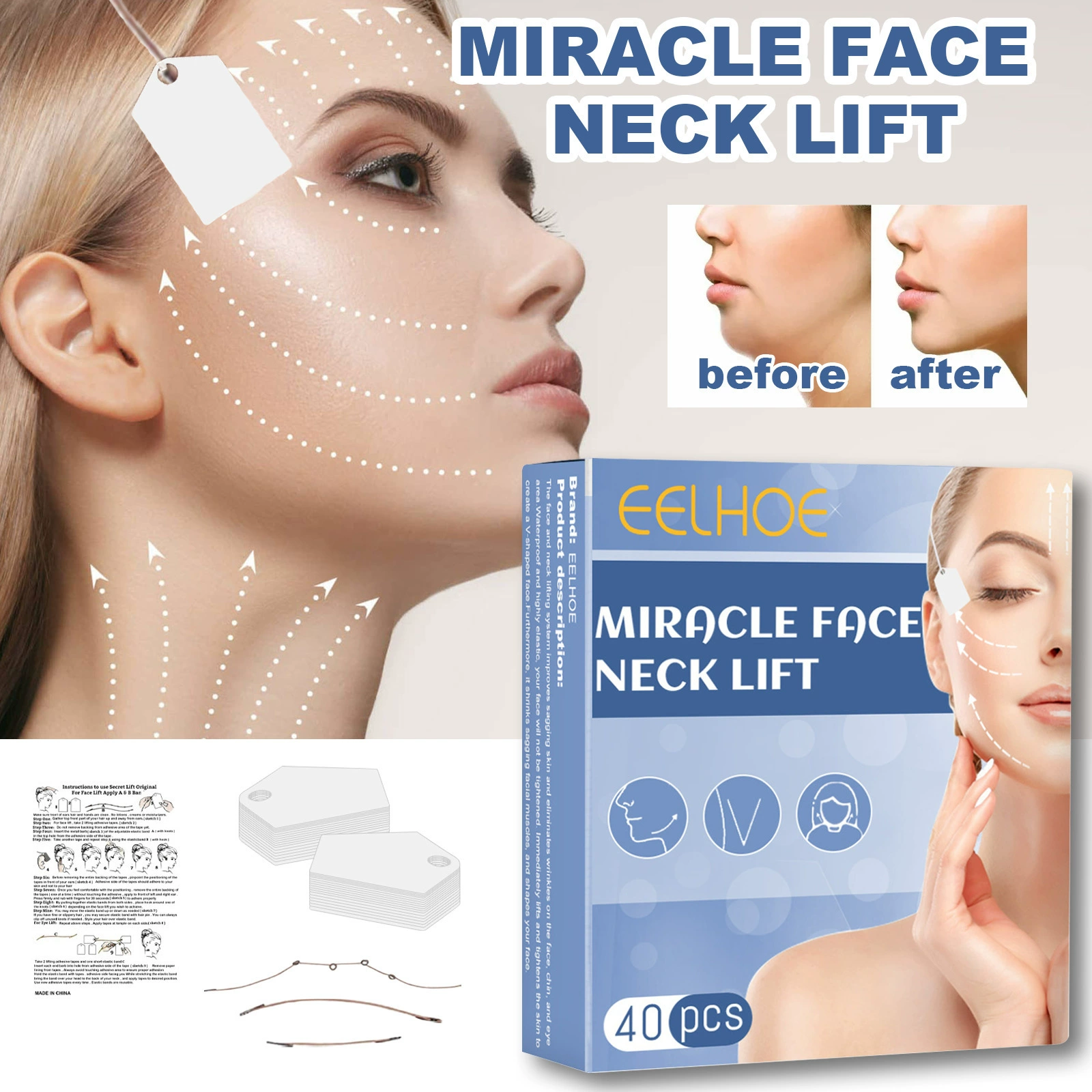 Patches/Autres: Bande sculptante pour visage pour lifting et lissage
