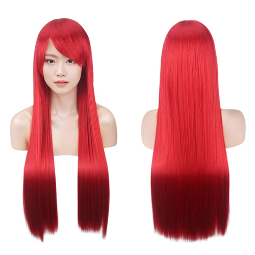 cosplay wig color anime European and American wig long hair style manufacturer wholesale head cover 80cm straight hair