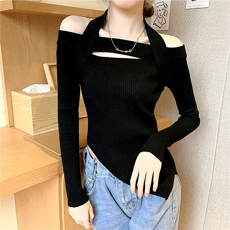 strapless slim halter cropped knit sweater nihaostyles clothing wholesale NSFYF85667