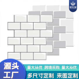创意自粘白砖3d立体滴胶墙贴 防水油污室内装饰壁纸墙纸 厂家直销