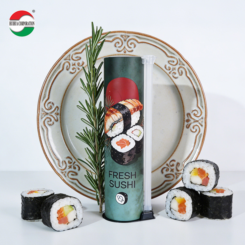 Fábrica de stock tubular de sushi con tubo de salsa 52mm de calibre de sushi envases de papel de grado alimenticio para llevar sushi image 11
