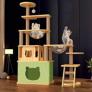 Cat climbing rack cat nest cat tree integrated factory direct cat scratching board solid wood large cat jumping table cylindrical cat villa