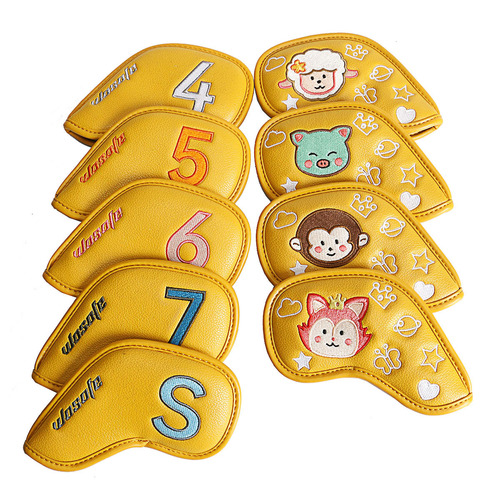 New golf iron set, club cap cover, cartoon pattern, 4 colors to choose from, high-end PU protective cover, hot cross-border sales