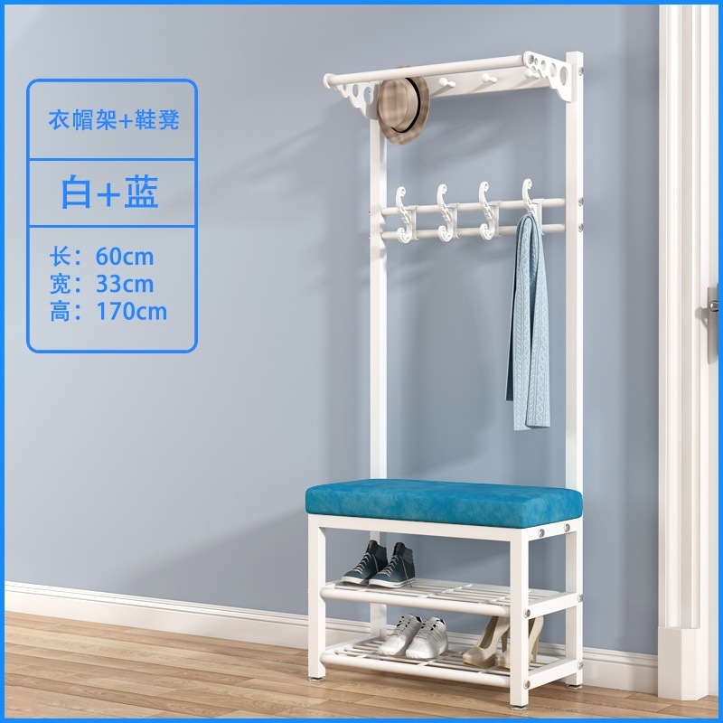 60CM 흰색과 파란색 벨벳 신발 의자 + 옷걸이