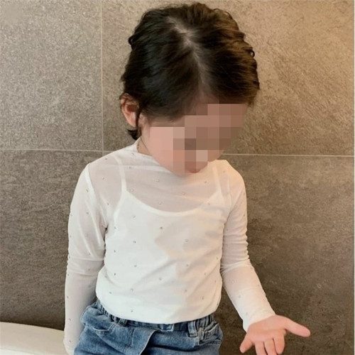 Summer Girls Underwear Baby Internet Famous Fashionable Children's Personality Trendy Korean Version Lace Sequin Sunscreen T-Shirt Top 