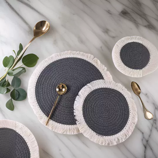 圆形ins风隔热垫棉绳防烫餐垫西餐垫流苏装饰垫杯垫锅垫防滑垫