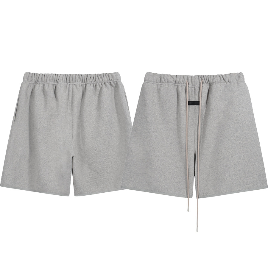 FEAR OF GOD ESSENTIALS FOG Pantalones cortos casuales sueltos con cordón de vello