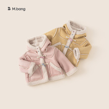 宥宝童装女童冬装连帽外套休闲新款女宝宝儿童秋冬加绒毛毛外套