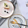 Ceramic tableware Household plate dishes Ceramic western dining marble patterned gold edge dish plate dish