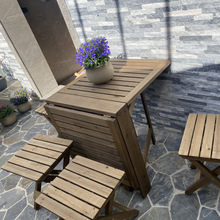 6S70批发实木靠墙折叠桌子可伸缩餐桌长方形家用耐晒阳台木头实芯