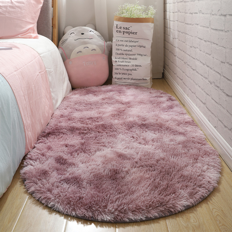Luz de lujo dormitorio mantas de cama sala de estar oval simple estera de suelo vello largo teñido antideslizante balcón estera de ventana flotante paquete suave image 25