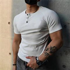 粗ねじ230g綿重ポンドヘンリーシャツアマゾンクロスボーダー男tシャツ純色男レトロ夏半袖フィットネス