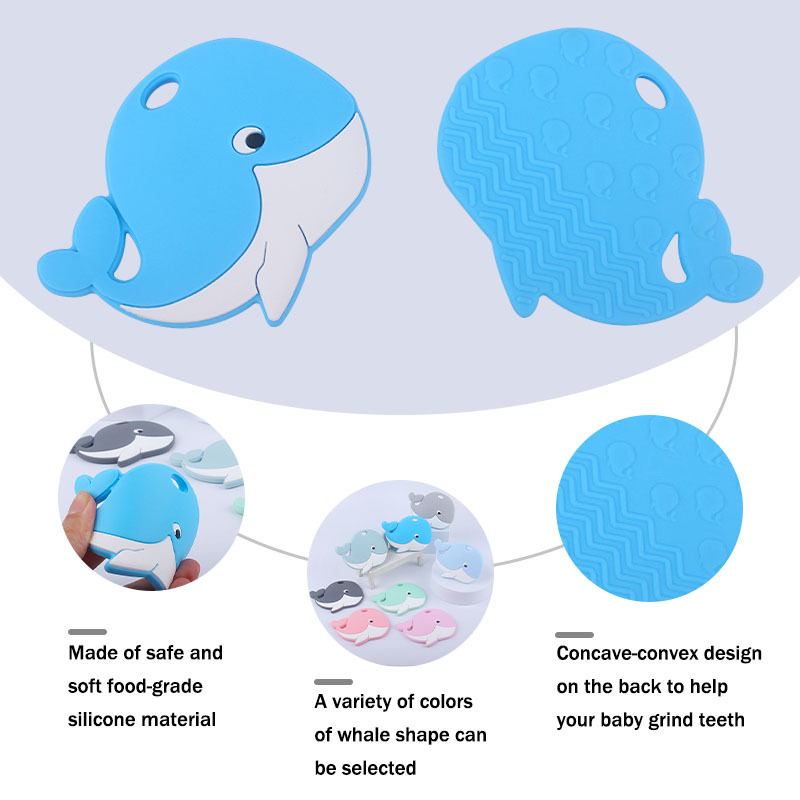 Amazon nuevo bebé suministros de dibujos animados animal ballena mordedura pegamento bebé creativo teether stick juguete