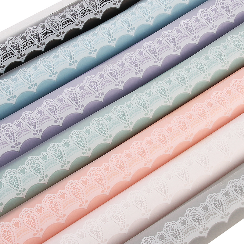 七夕20张花束包装纸蕾丝花边晨雾柔光鲜花包装半透明雾面纸20张