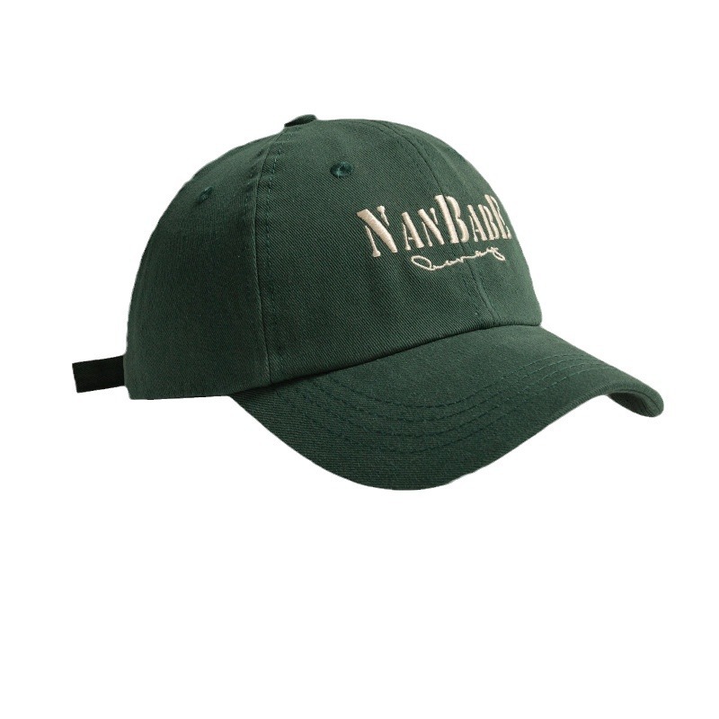 Estilo coreano verde oscuro blanco gorra de pico para mujer todo partido primavera y otoño marca de moda gorra de béisbol circunferencia de la cabeza grande de los hombres sombrero de sol verano