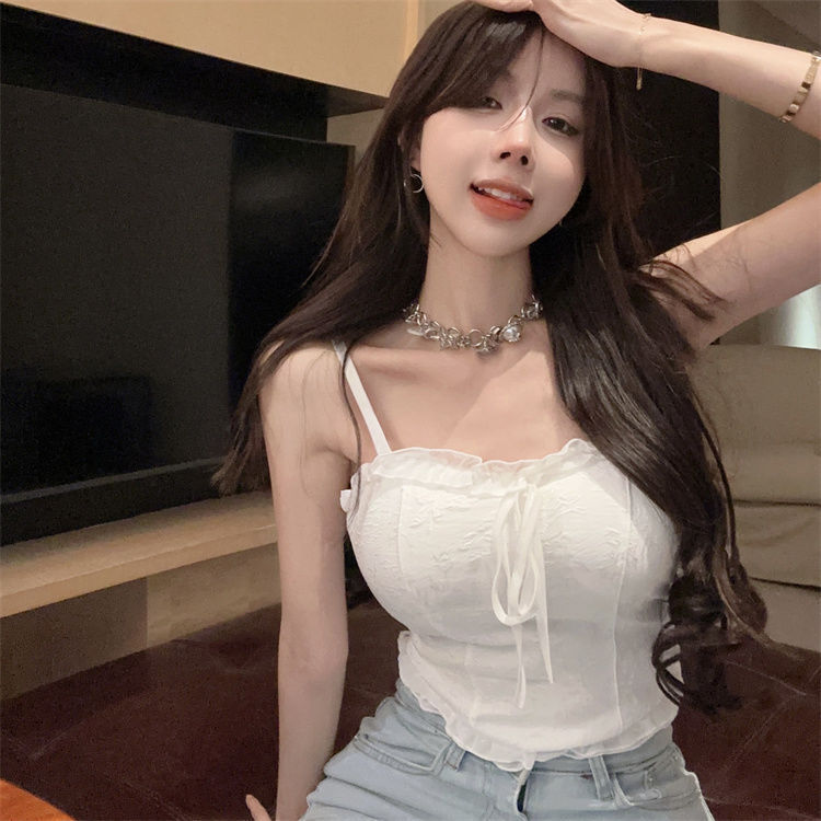 Lace white summer retro tank top