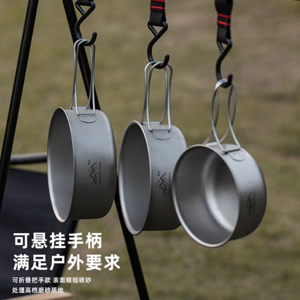 Purificación de titanio transfronteriza de estilo japonés al aire libre olla de campamento cuenco plegable cuenco de sopa multifuncional cuenco de sopa de piquín conjunto integral cuenco de sopa