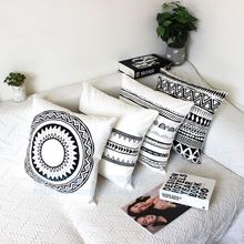 摩洛哥全棉帆布印花黑白时尚家居客厅沙发装饰靠垫抱枕套轻奢北欧