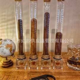 跨境玻璃木塞雪茄罐 带标识底座便携收纳筒