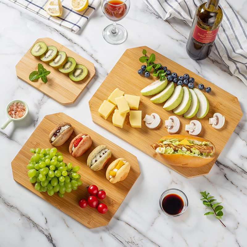Junta de cortar de bambú conjunto de tablero de corte multifuncional tablero de cocina tablero de queso de frutas y verduras pan bandeja de sushi