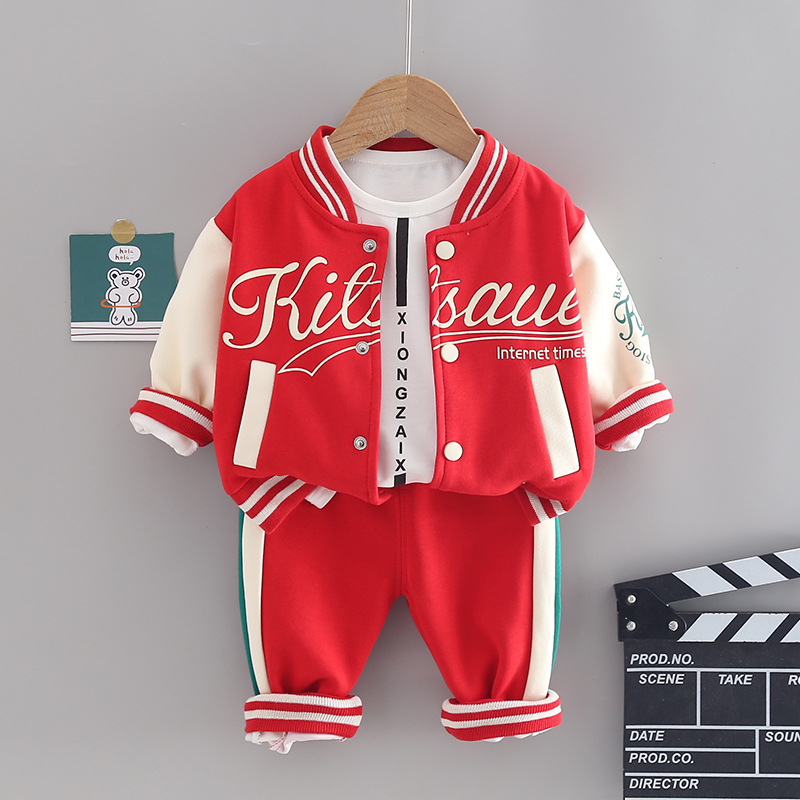 Kinder-Baseballanzug, Strickjacke, Herbst-Langarm-Freizeitsportbekleidung, Kinderkleidung, Baby-Set,_voghion.com