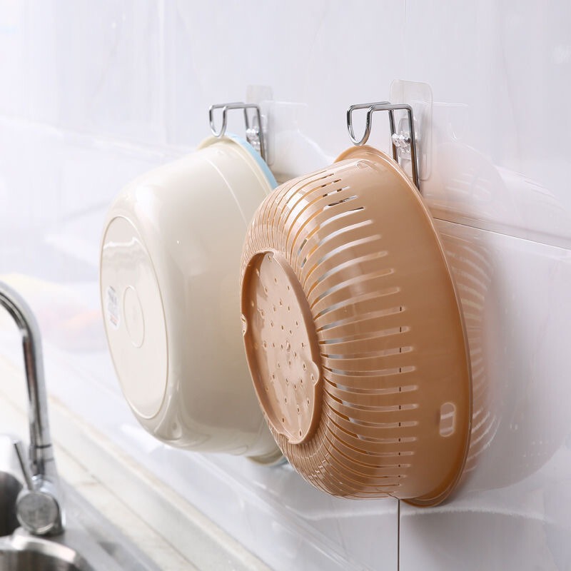 家庭用トイレ穴なし透明フックキッチン強力無痕粘着フック浴室吊り式洗面器棚|undefined