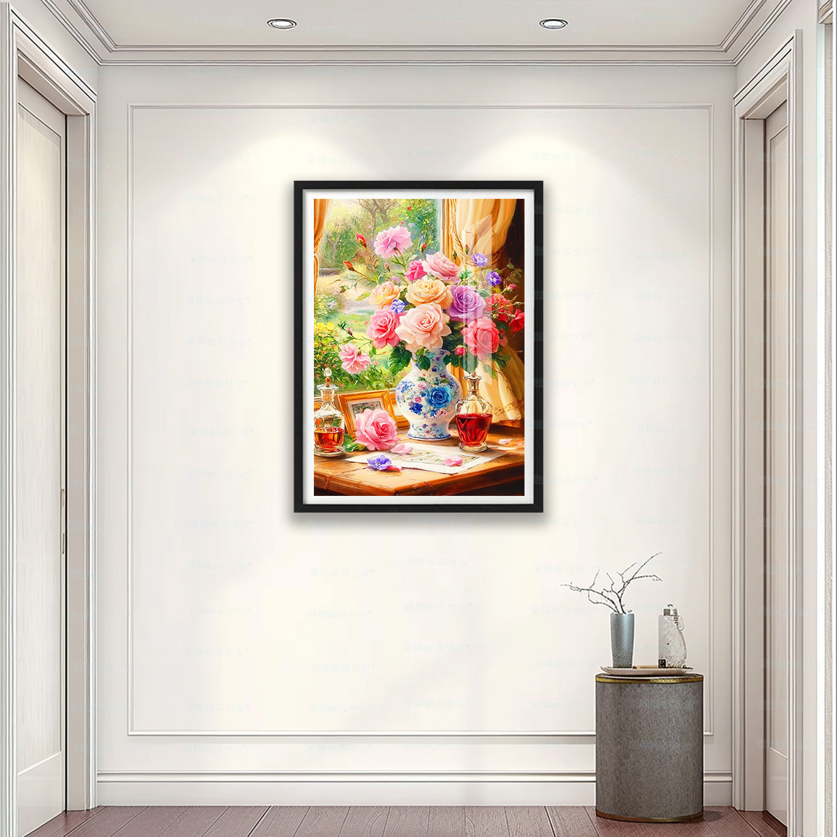Tela de Algodón Importada, Punto de Cruz de la Mona Lisa, Rosas en el Alféizar de la Ventana, Nuevo Diseño Floral Simple, Patrón Pequeño de Punto de Cruz image 4