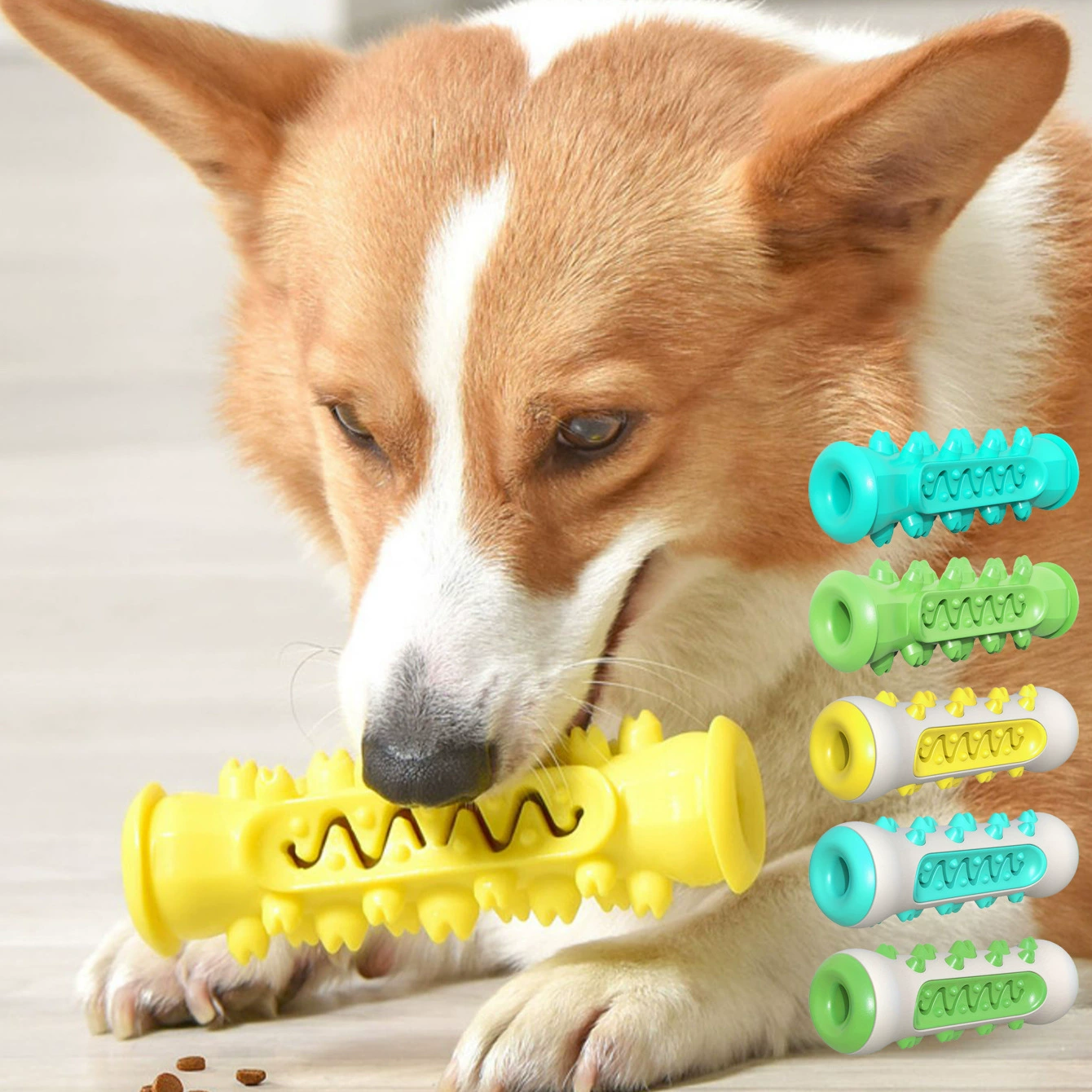 Игрушка для собак Amazon, жевательный стик, прочный для жевания, для чистки зубов, в виде кости, для чистки зубной щеткой, из TPR-резины, устойчивый к укусам.