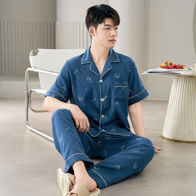 2025년 신상 남성 잠옷, 가볍고 부드러우며 편안한 롱 슬리브, 여름철 실내외 착용 가능, 캐주얼 스타일
