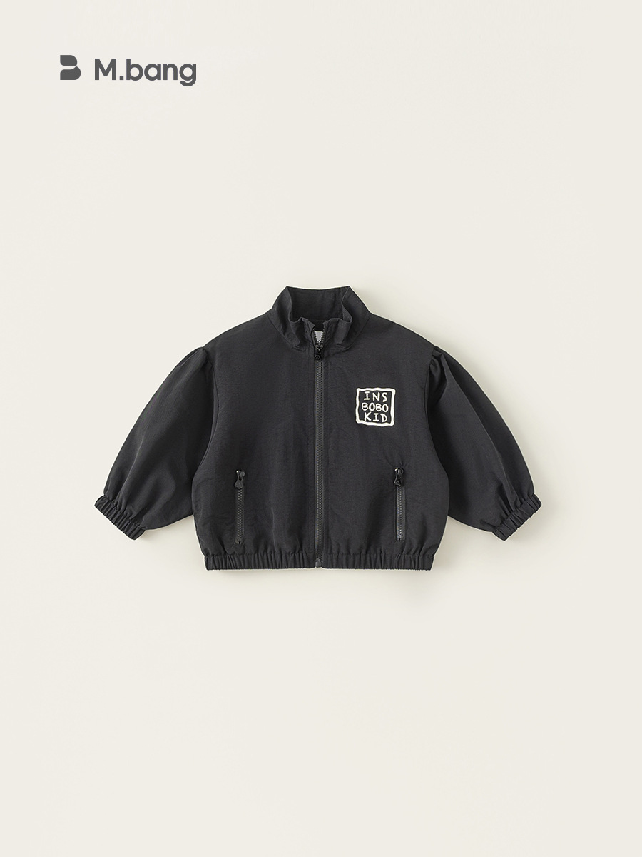 Youbao ropa para niños chaqueta suelta para niños primavera nueva chaqueta de cuello alto con estampado de letras de todo fósforo para niñas coreanas