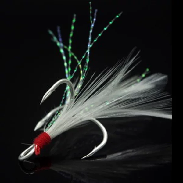Three hooks blood slot hook anchor fish wholesale feather hook hair hook Luya bait fake bait hook 1-0 1 2 4