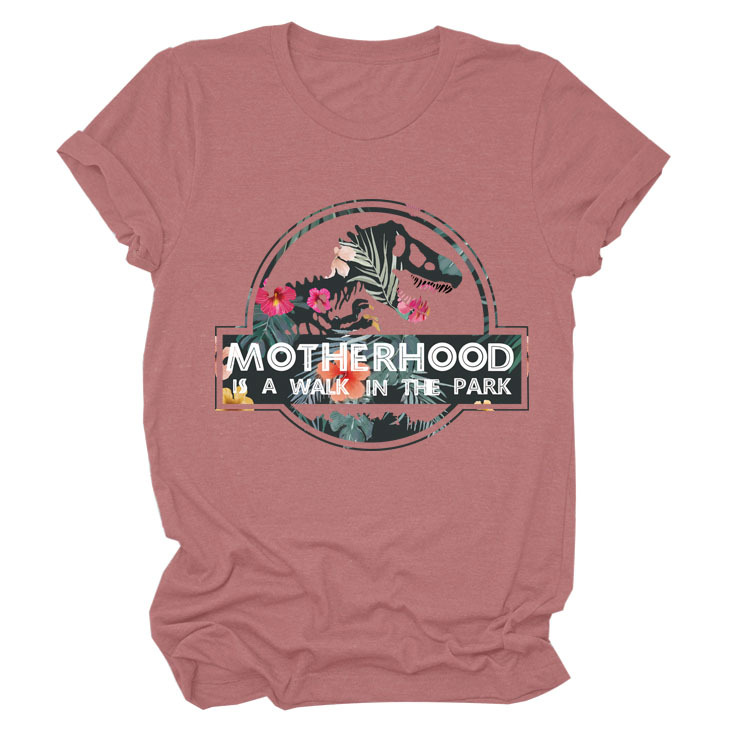 La maternidad es un paseo por el parque Amazon más tamaño cuello redondo Carta europea y americana camisa de manga corta