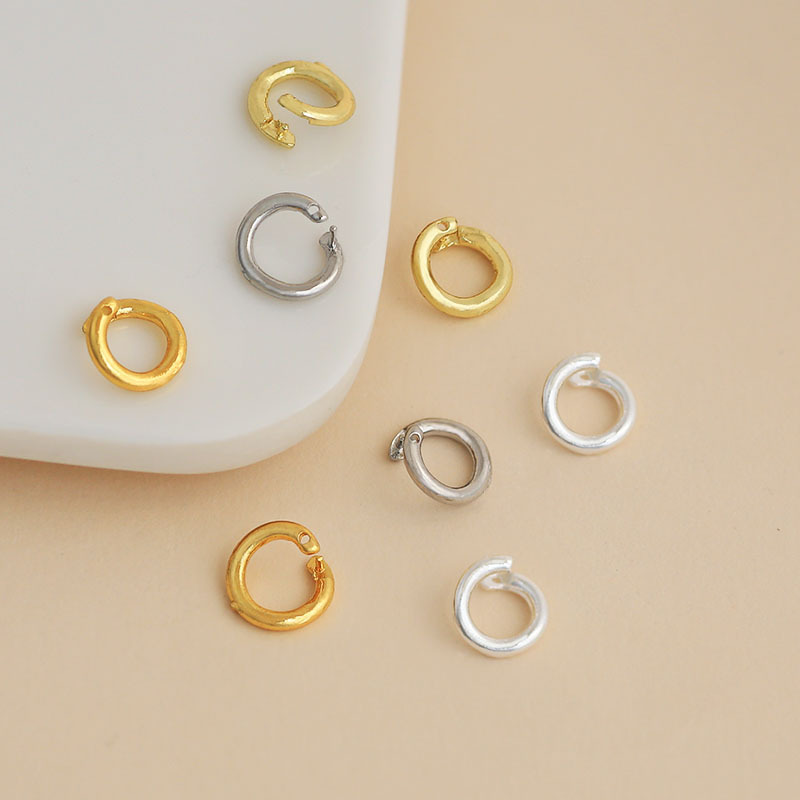 Open Ring Wolf Tooth Semi-Closed Closed Ring Plated with 18K Real Gold Color-Preserving Connecting Ring DIY Pendant Jewelry Accessories Material