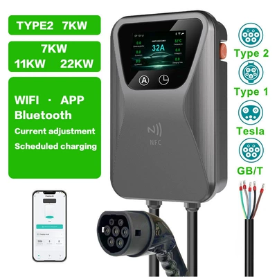 7Kw Home-Use Charging Station European Elektrikli avtomobil şarj stansiyaları - model-no-1-7kw-european-standard-screen-display-model-5m