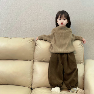 Korean style winter boys and girls turtleneck retro Mori sweater Korean style fashionable long sleeve pullover for children and babies