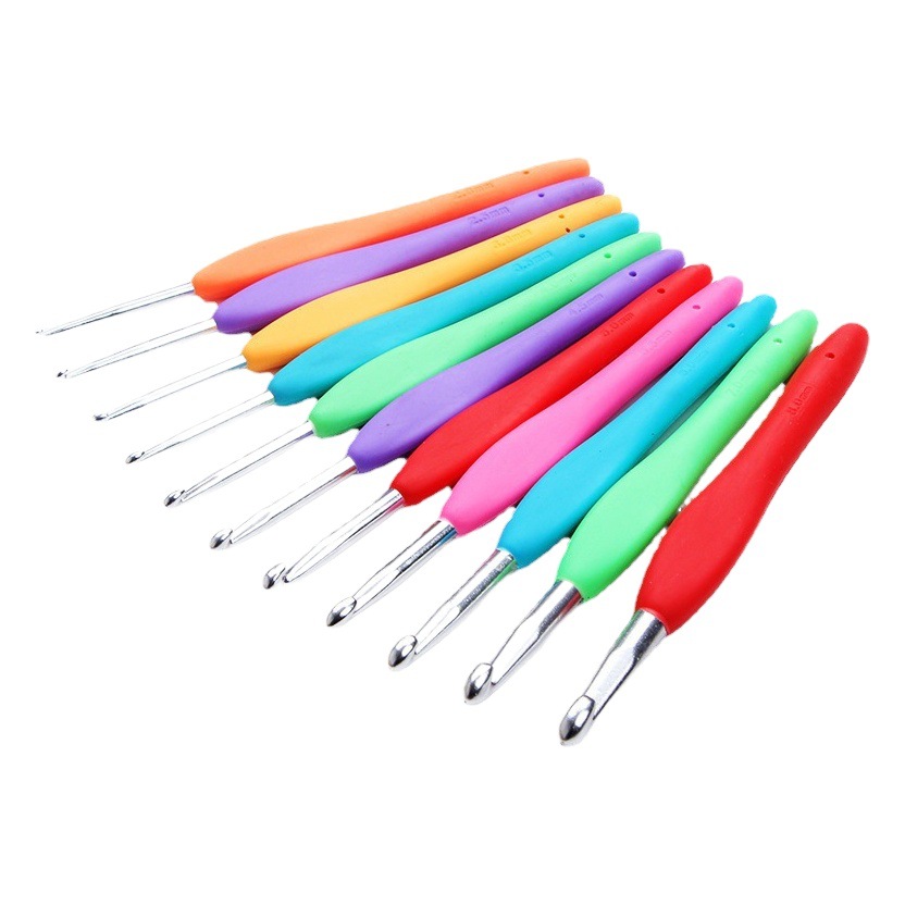 Herramienta de punto de ganchillo de una sola cabeza ganchillo mango suave color ganchillo gancho de color caramelo DIY
